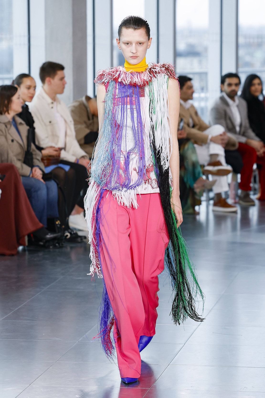 Roksanda also experimented with colorful fil coupè tapestry, seen across tops and coats.