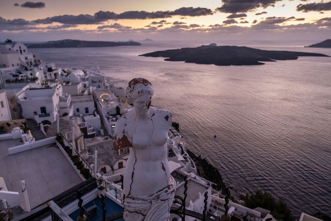 Santorini sits on the caldera of a volcano.