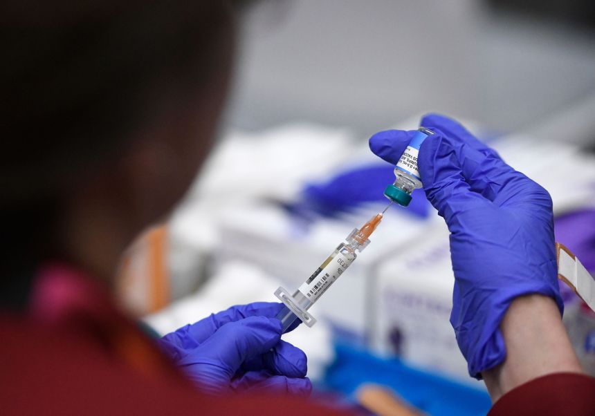 An MMR vaccine, which protects against contracting measles, is prepared at City of Lubbock Health Department in Lubbock, Texas, on March 1, 2025, amid an outbreak of the disease.