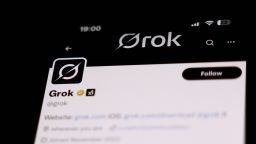 Grok account on X displayed on a phone screen is seen in this illustration photo taken in Krakow, Poland on March 12, 2025.