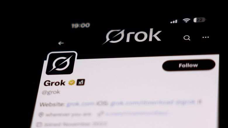 Grok account on X displayed on a phone screen is seen in this illustration photo taken in Krakow, Poland on March 12, 2025.