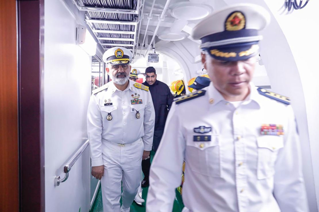 After visiting a joint drill conducted by Iran, Russia and China in the Gulf of Oman on March 13, 2025, Iranian Navy Admiral Sharram Irani visited Chinese and Russian destroyers.