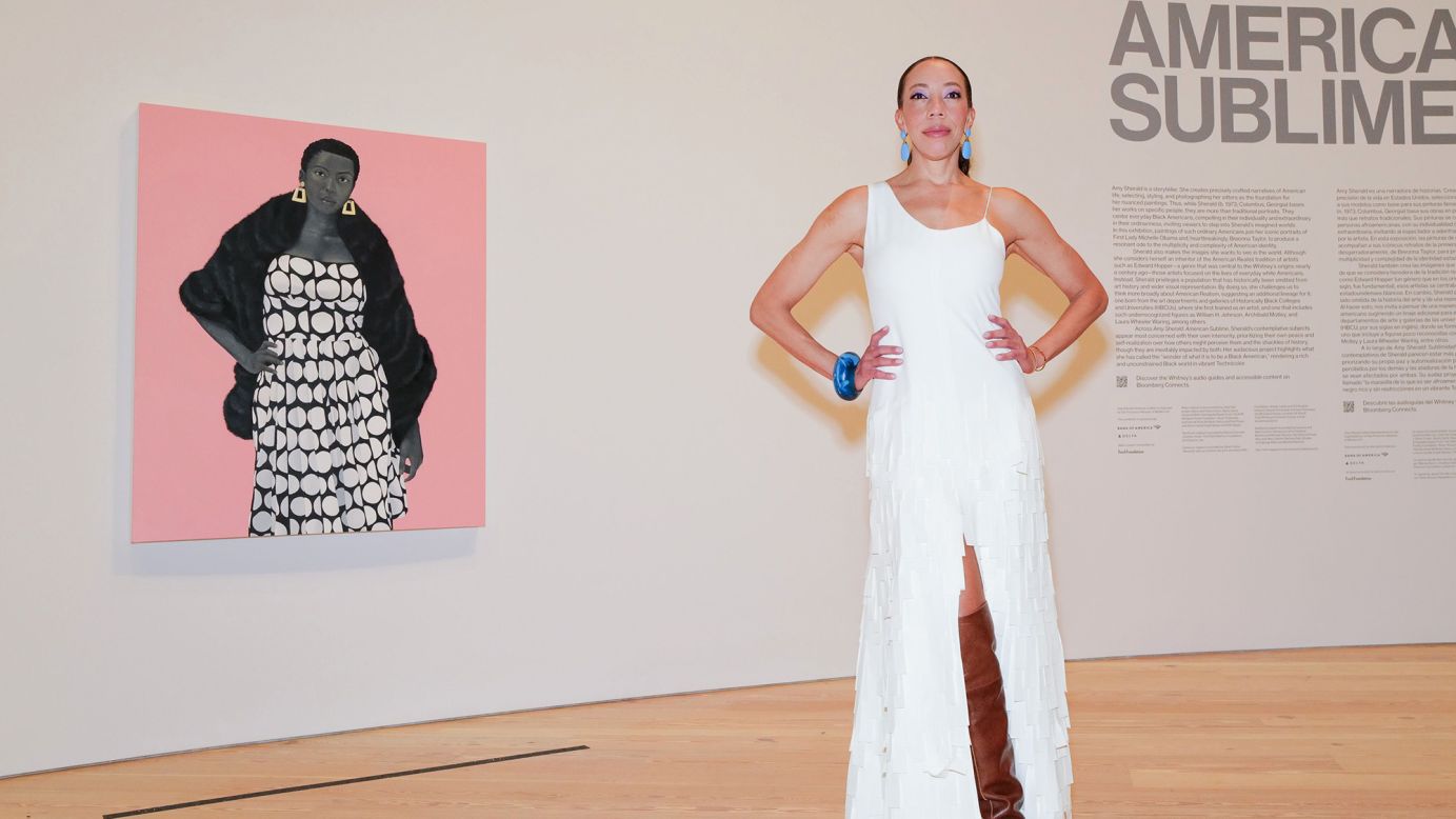 Amy Sherald at the opening of "American Sublime," her touring exhibition, at the Whitney in New York. The show's stop at the Smithsonian's National Portrait Gallery has been canceled.