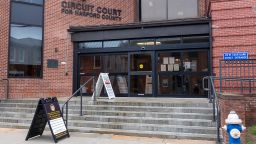 The Harford County Circuit Courthouse is seen on the opening statements in the trial of Victor Martinez-Hernandez, accused of killing Rachel Morin, in Bel Air, Maryland, on April 4, 2025.