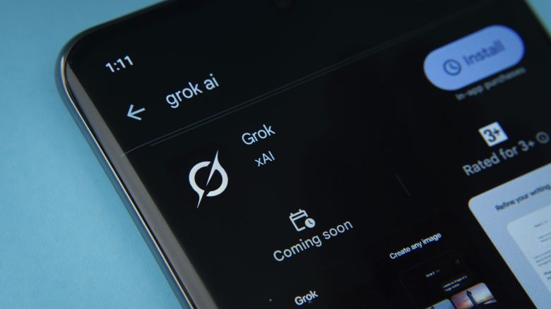 The Grok app from Google Playstore is displayed on a smartphone screen.