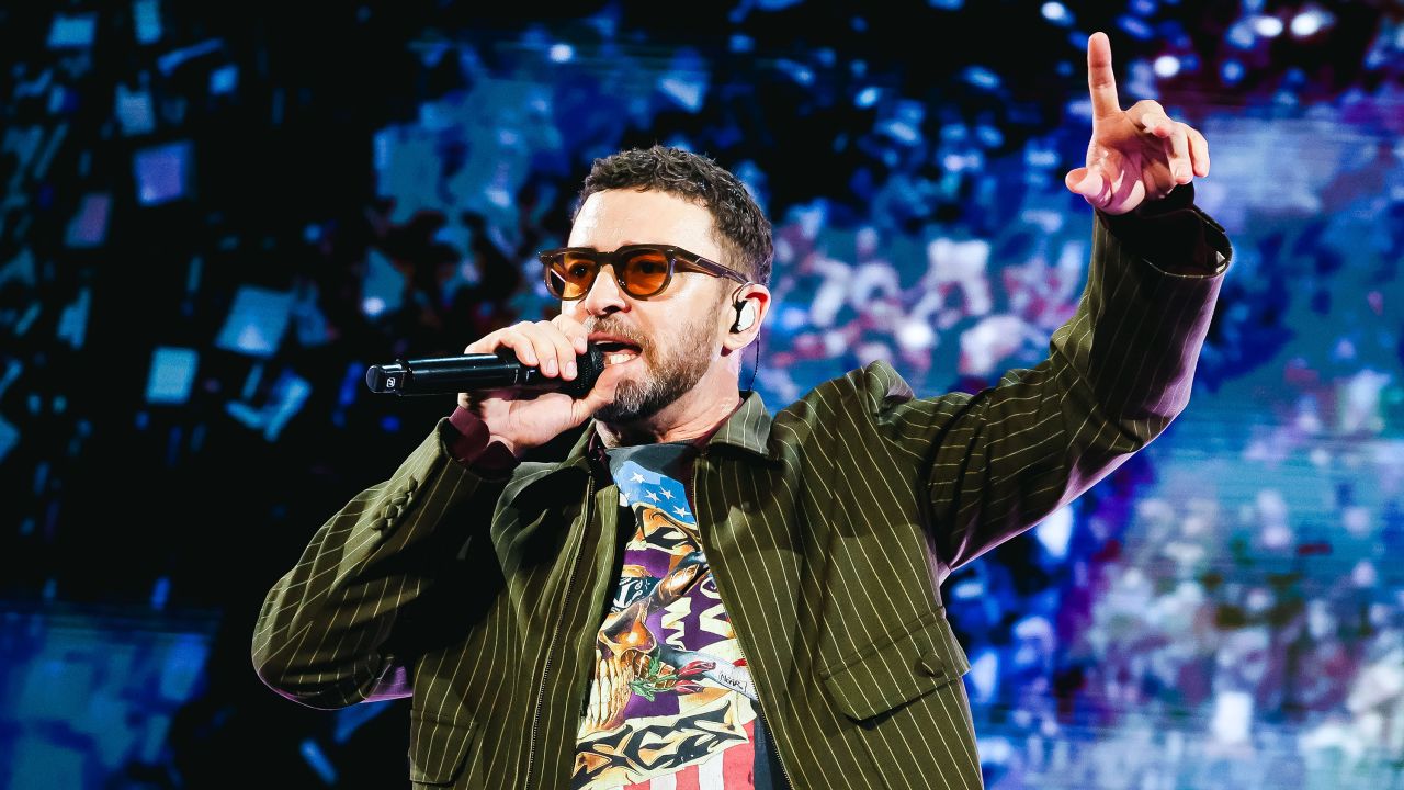 Justin Timberlake performing in Italy in June.