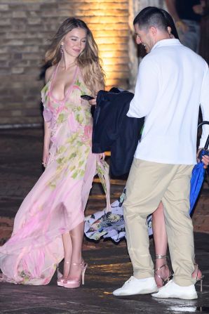 Sweeney in vintage Elie Saab leaves the Madonna dell'Orto church on Thursday, June 26.