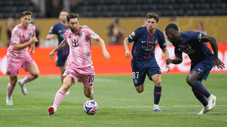 Mandatory Credit: Photo by Xinhua/Shutterstock (15379570v)
Lionel Messi (Front L) of Inter Miami CF competes during the round of 16 match between Paris Saint-Germain (FRA) and Inter Miami CF (USA) at the FIFA Club World Cup 2025 at the Mercedes-Benz Stadium, Atlanta, Georgia, the United States, June 29, 2025.
u.s. Atlanta Football Fifa Club World Cup Round of 16 Paris Saint Germain vs Inter Miami Cf - 29 Jun 2025