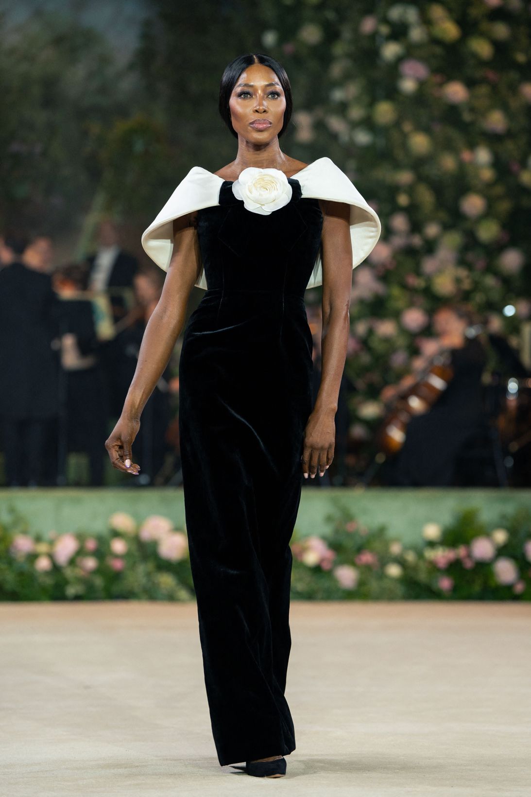 Naomi Campbell opened the Richard Quinn show.