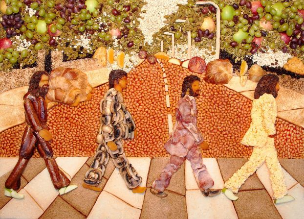 <strong>Full-fat Fab Four: </strong>In 2012, food sculptor Paul Baker made this recreation of the Beatles' "Abbey Road" album cover using full English breakfast ingredients.