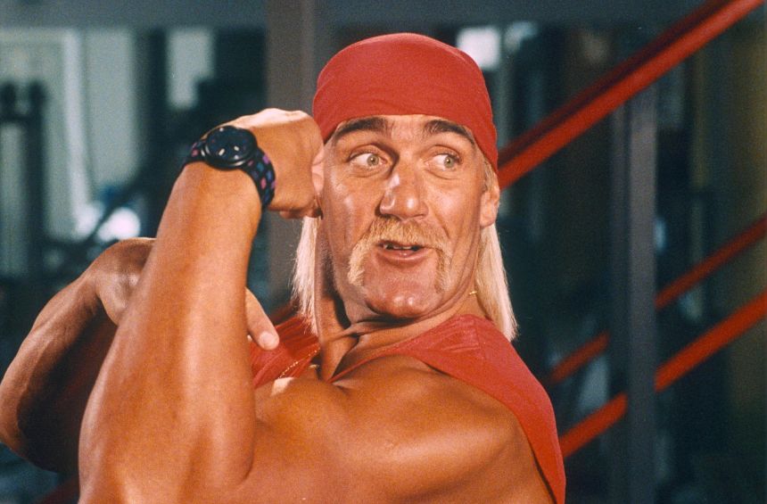 Hulk Hogan shown flexing in 1994.