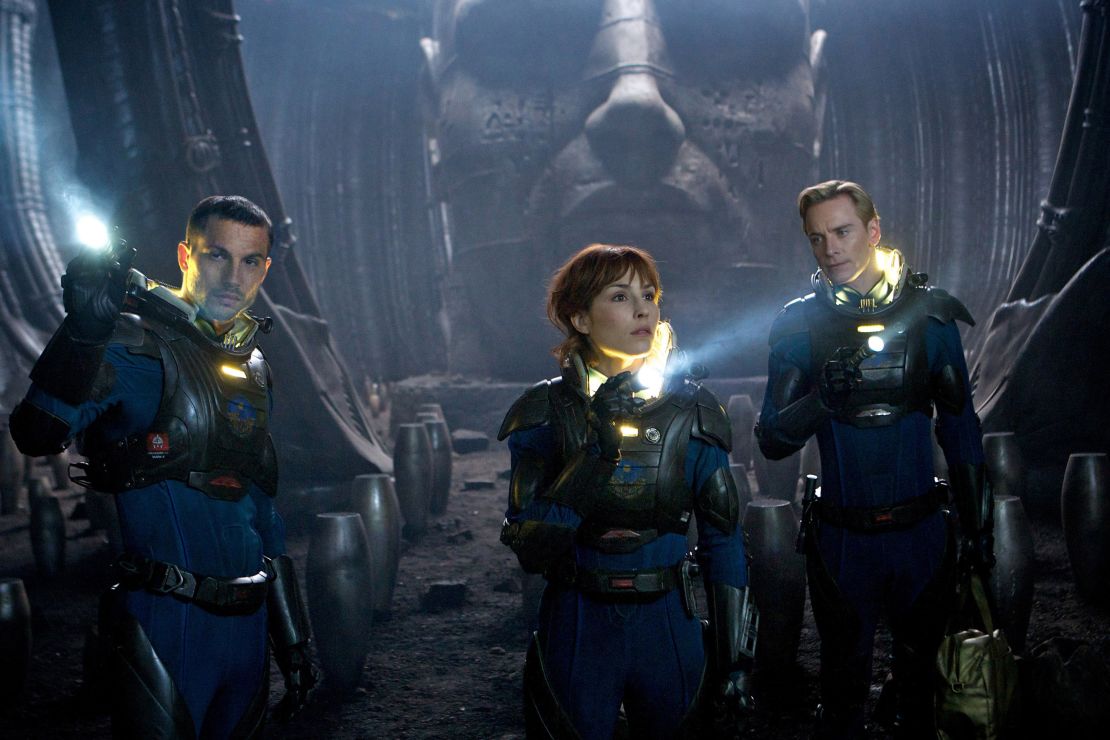 Logan Marshall-Green, Noomi Rapace and Michael Fassbender (as the chillingly evil android David) star in "Alien" prequel "Prometheus."