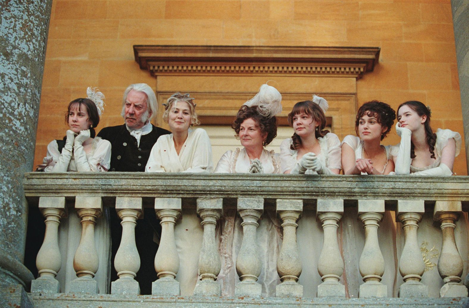 Editorial use only. No book cover usage. Mandatory Credit: Photo by Moviestore/Shutterstock (8511801c) Jena Malone, Donald Sutherland, Rosamund Pike, Brenda Blethyn, Carey Mulligan, Keira Knightley Pride and Prejudice - 2005