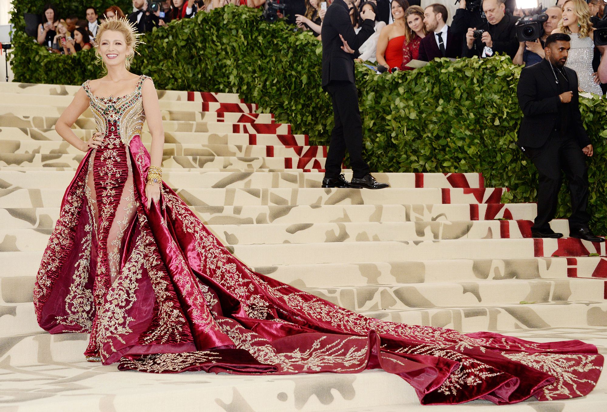 Blake Lively at the Met Gala in 2018. That year's Costume Institute exhibition and theme was "Heavenly Bodies: Fashion and the Catholic Imagination"