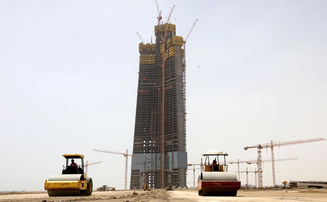 Work halted on the unfinished Jeddah Tower in 2018.