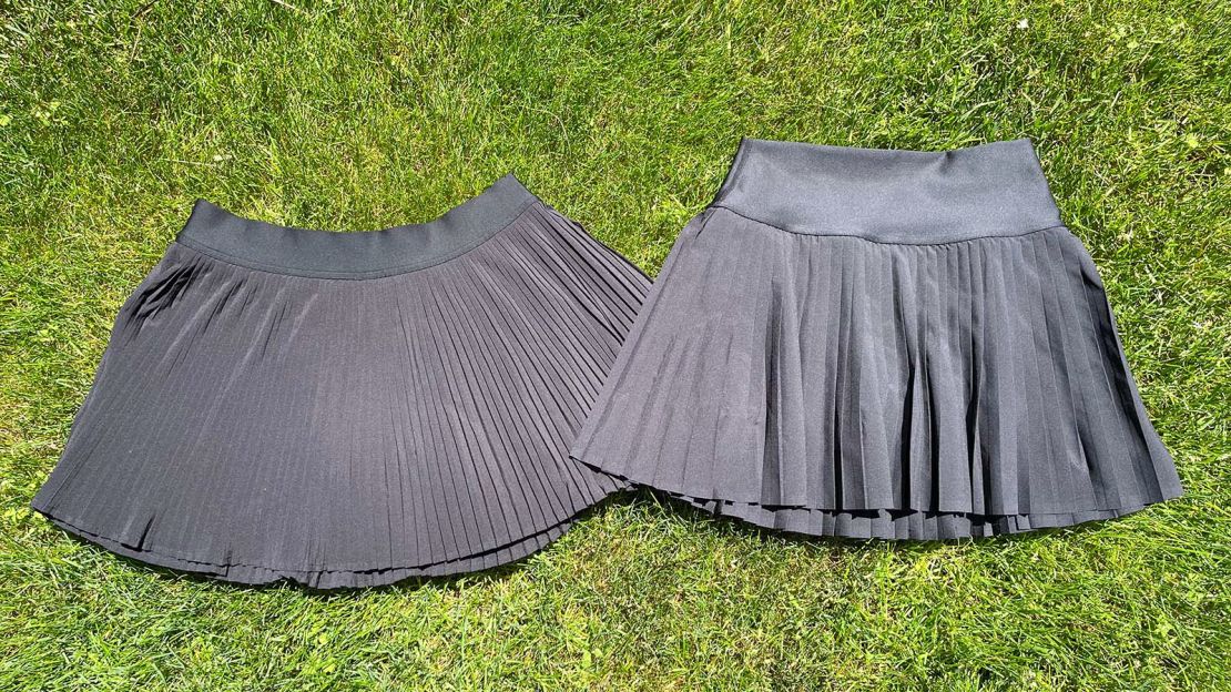 Left: Lululemon Varsity High Rise Pleated Tennis Skirt Right: Alo Yoga Grand Slam Tennis Skirt