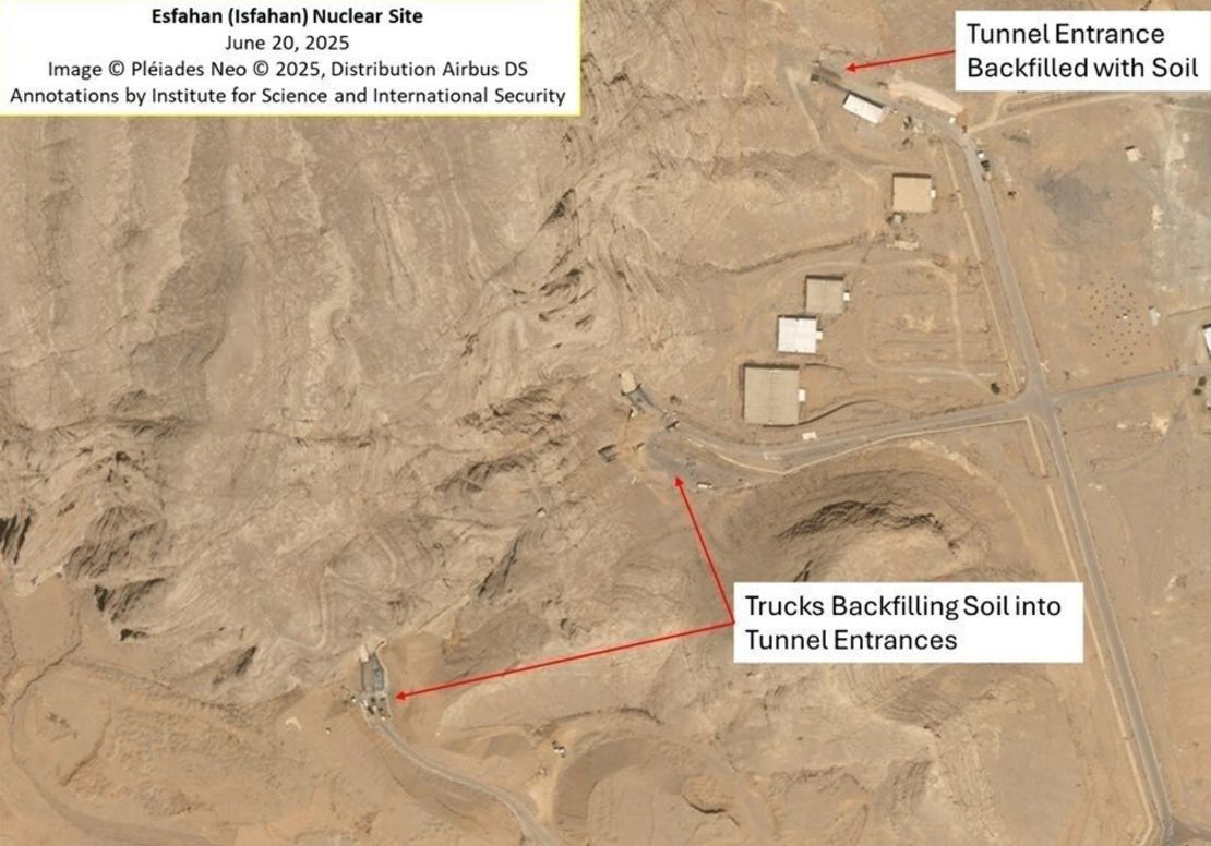 A Satellite Image Taken by Airbus Shows Tunnel Entranches at the Isfahan Nuclear Complex Prior to Strikes on the Facility by the United States.