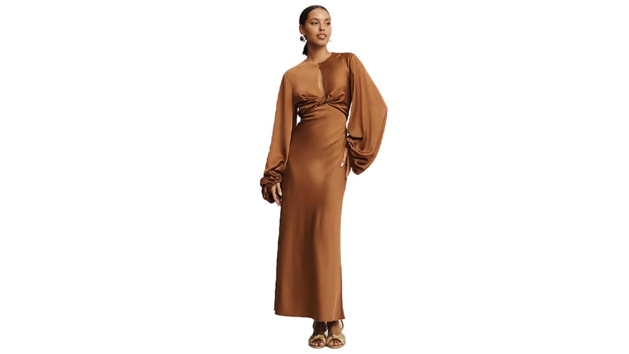 Significant Other Demi Backless Long-Sleeve Column Gown