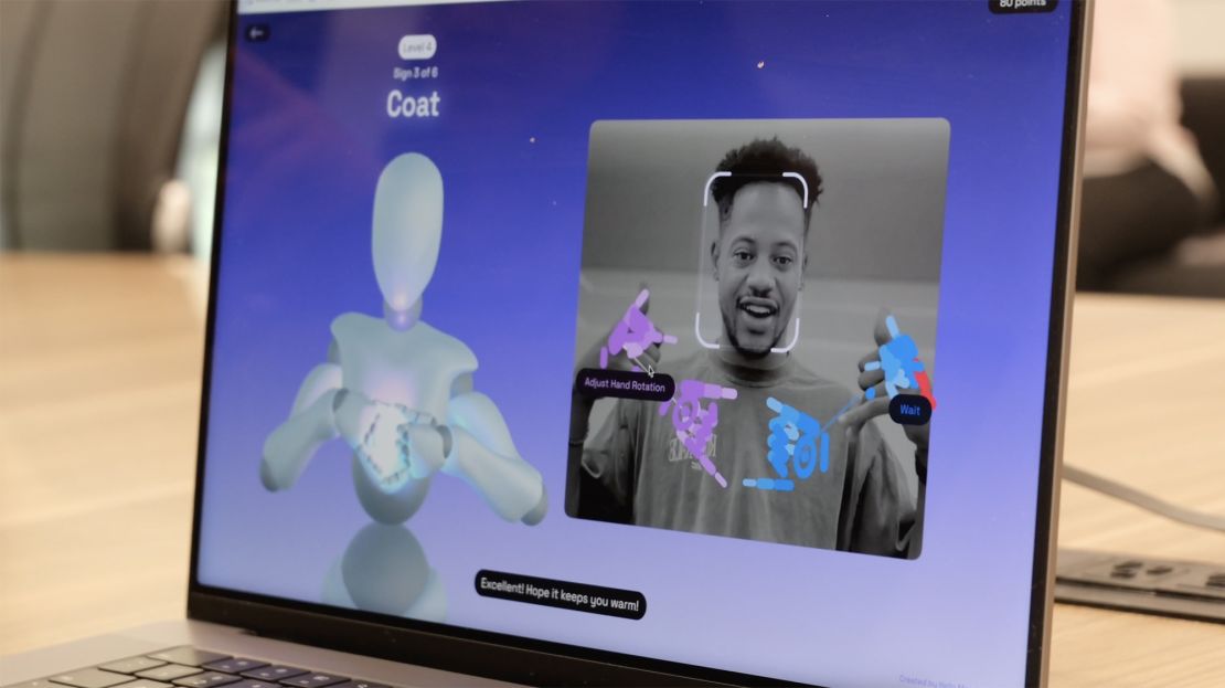 As users interact with NVIDIA's new American Sign Language Learning Platform signs, the AI ​​tool provides real-time feedback on the video feeds they are practicing signing.