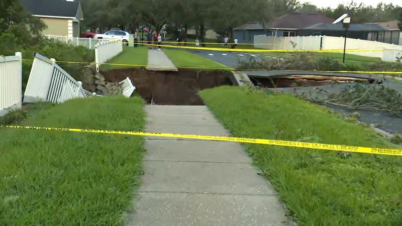 Video shows an enormous sinkhole left behind by Hurricane Milton