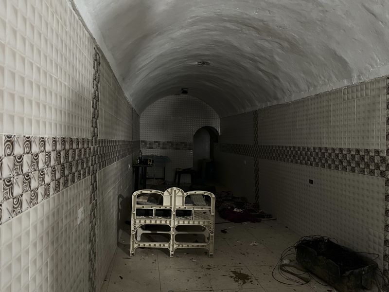 The room inside an underground compound in Khan Younis where the Israeli military believes Hamas leader Yahya Sinwar was hiding at some point during the war.