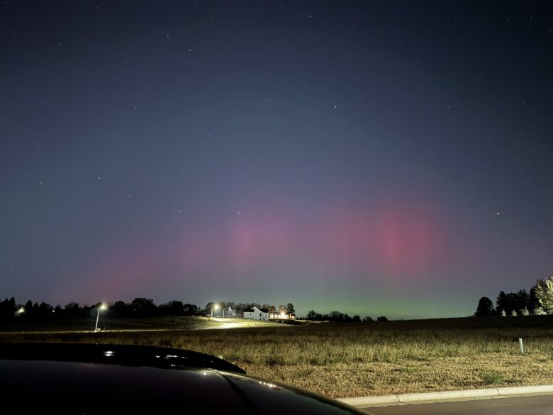 The aurora borealis was observed in Sioux Falls, South Dakota on Tuesday night.