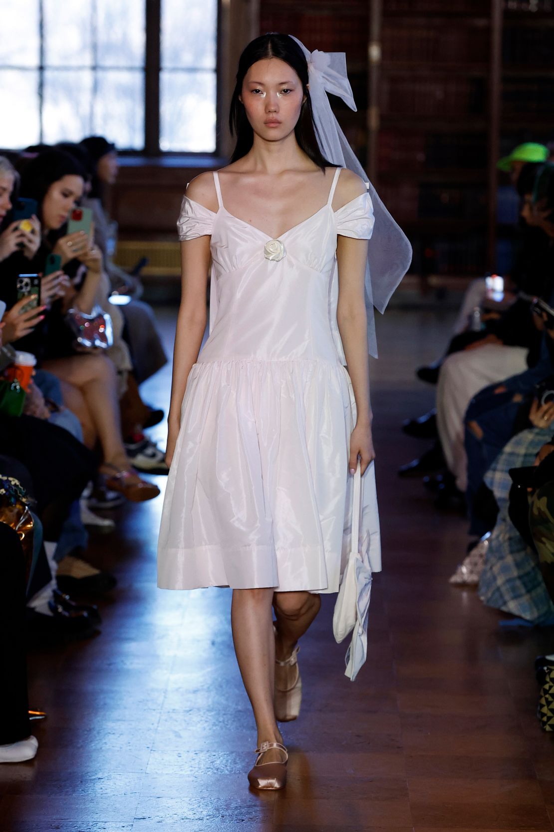 A bridal look from Sandy Liang, presented at New York Fashion Week in February 2023.