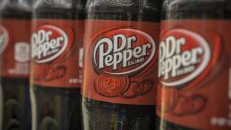 Bottles of Dr. Pepper soda on a supermarket shelf in New York on January 29, 2018.