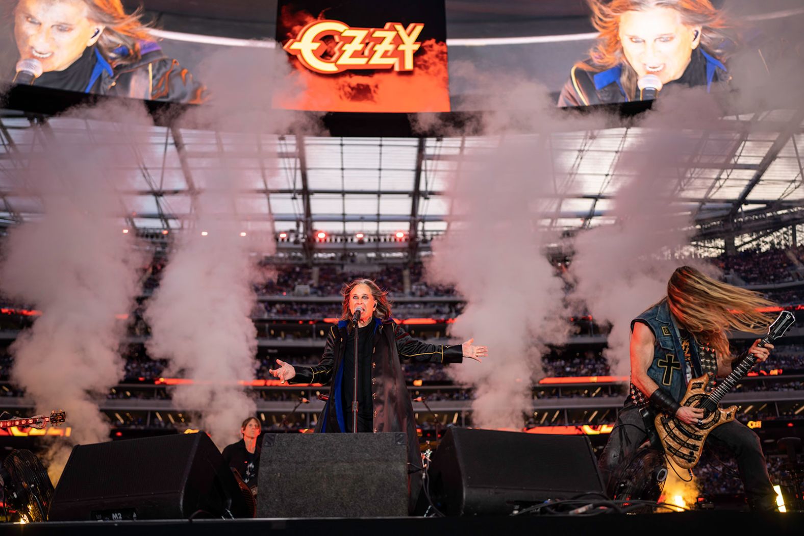 Osbourne performs during halftime of an NFL football game in Inglewood, California, in 2022.