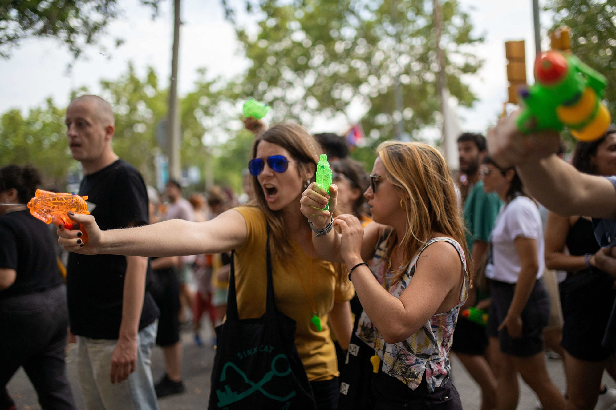 Protesters fired toy water guns at tourists during protests in Barcelona last July.