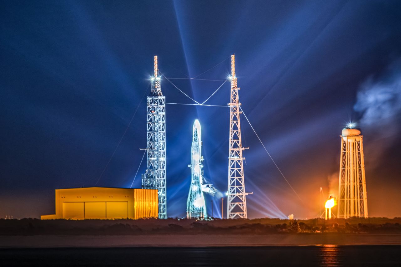 Blue Origin's New Glenn on the launchpad at Kennedy Space Center in Cape Canaveral, Florida, on Sunday.