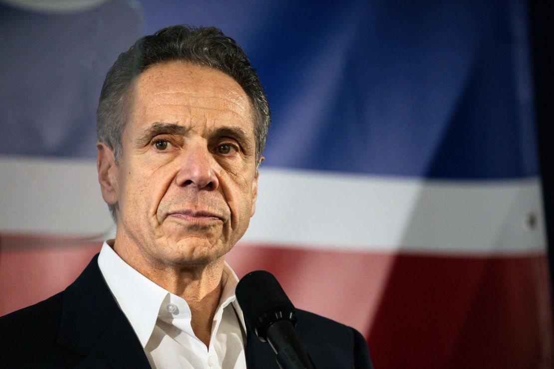 Former New York Governor Andrew Cuomo holds a press conference at Carpenter's Hall in Lower Manhattan after officially announcing that he is running for New York City Mayor on March 2, 2025, in New York.