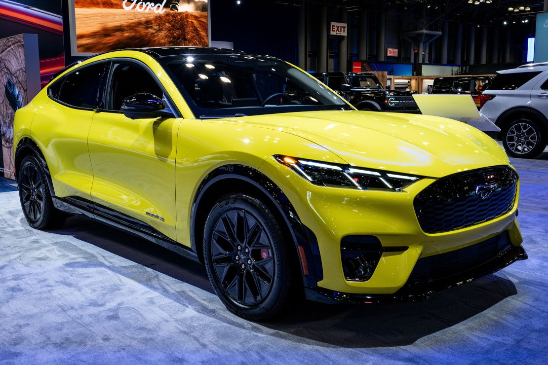 A 2025 Ford Mustang Mach-E Premium eAWD at the New York International Auto Show at the Jacob Javits Convention Center in New York City. (Photo by Michael Brochstein/Sipa USA)
