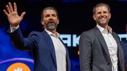 Donald Trump Jr. and Eric Trump at the Bitcoin 2025 conference in Las Vegas in May.