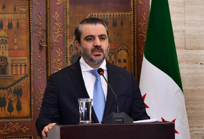 Syria's Foreign Minister Asaad al-Shibani addresses a press conference alongside Jordanian and US officials in Damascus, Syria, on September 16.