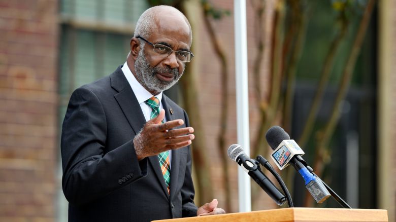 Florida A&M University President Larry Robinson speaks during a ceremony Wednesday, Sept. 7, 2022, to mark the 10th anniversary of the Durell Peaden Jr. Rural Pharmacy Education Campus in Crestview.