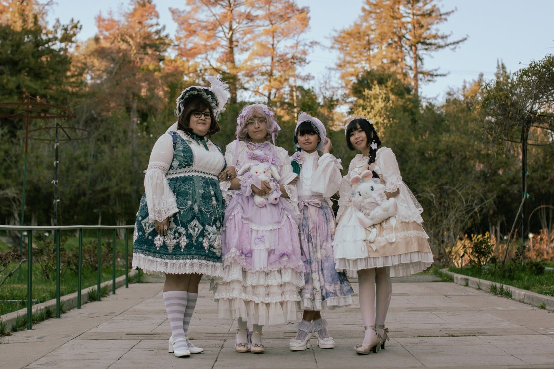 From left: Bianca, Lauren, Kandace, and Nghi after a tea party in the Morcom Rose Garden in Oakland, California, on Feb. 25, 2021.