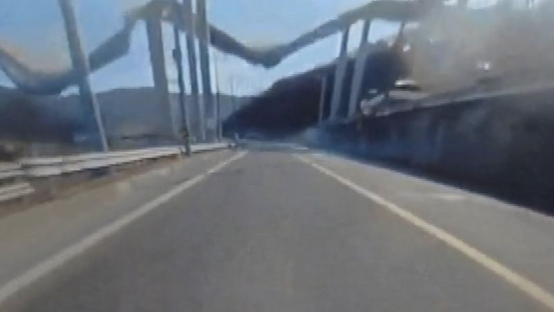 Dramatic video shows highway overpass collapse in South Korea