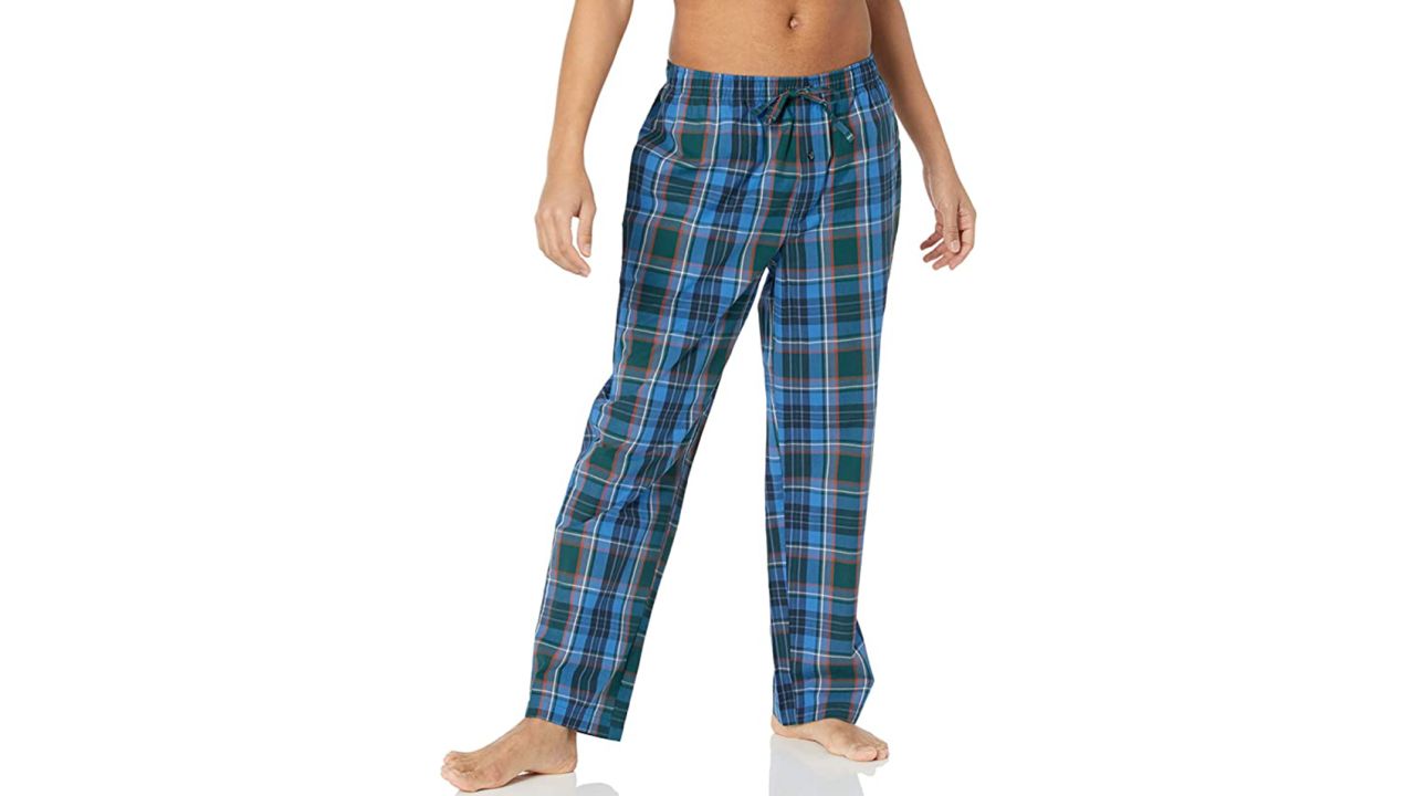 Essentials Men's Straight-Fit Woven Pajama Pant, Navy Gingham, Small