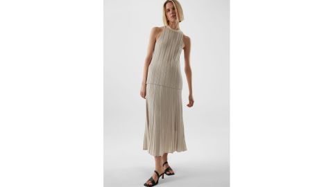 Slim-Fit Pleated Vest and Regular-Fit Pleated A-Line Skirt