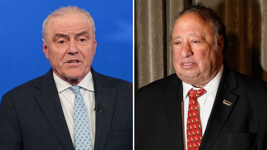 Republican nominee for mayor of New York Curtis Sliwa, left, and John Catsimatidis.