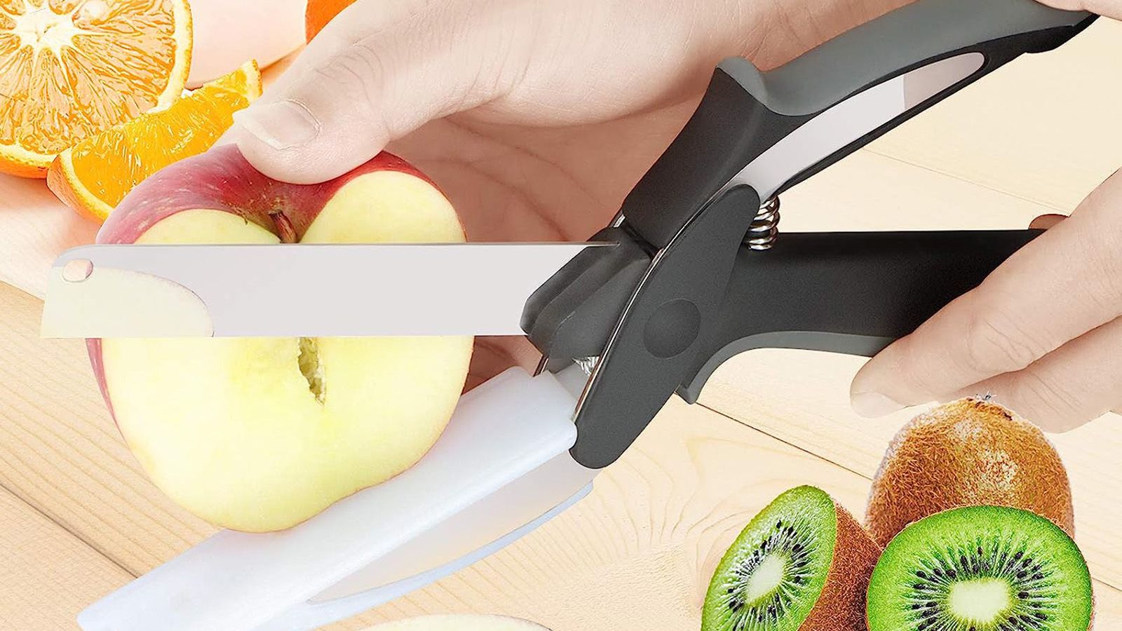 Clever Cutter 2-in-1 Food Chopper Kitchen Knife and Cutting Board Scissors  Vegetable Fruit Slicer  
