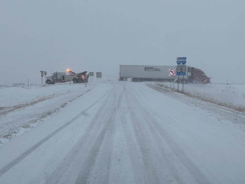 The winter storm brought poor travel conditions to Sterling, North Dakota, Tuesday.