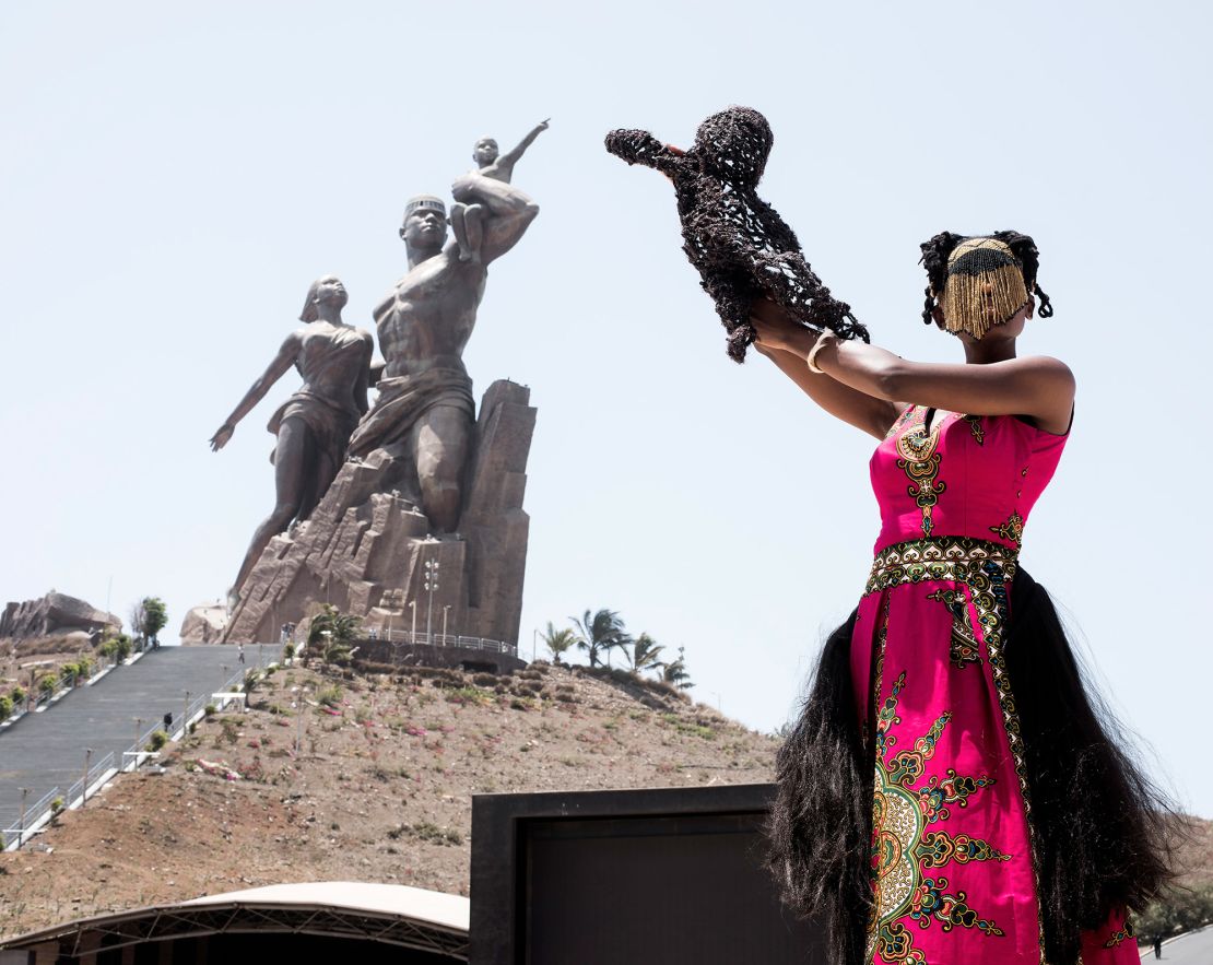 Sethembile Msezane has performed other performance pieces like this titled "So Long a Letter," at the African Renaissance Monument in Senegal in 2016.