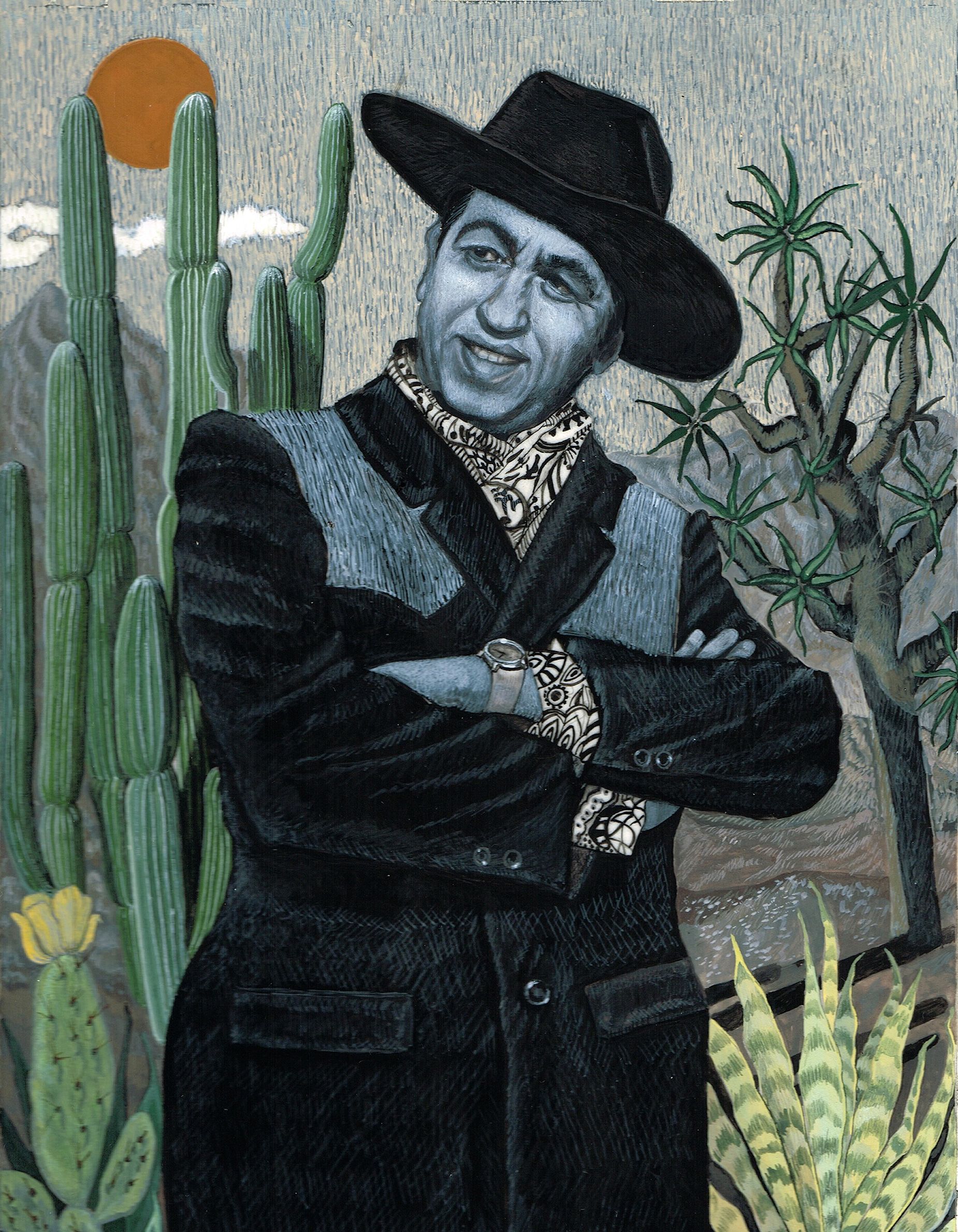 Gardens also feature often in Sokhanvari's work, as here in "Cowboy Ali" (2015).