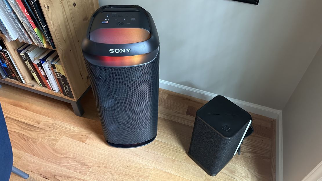 The Sony XV800 (left) is much larger than the UE Hyperboom.
