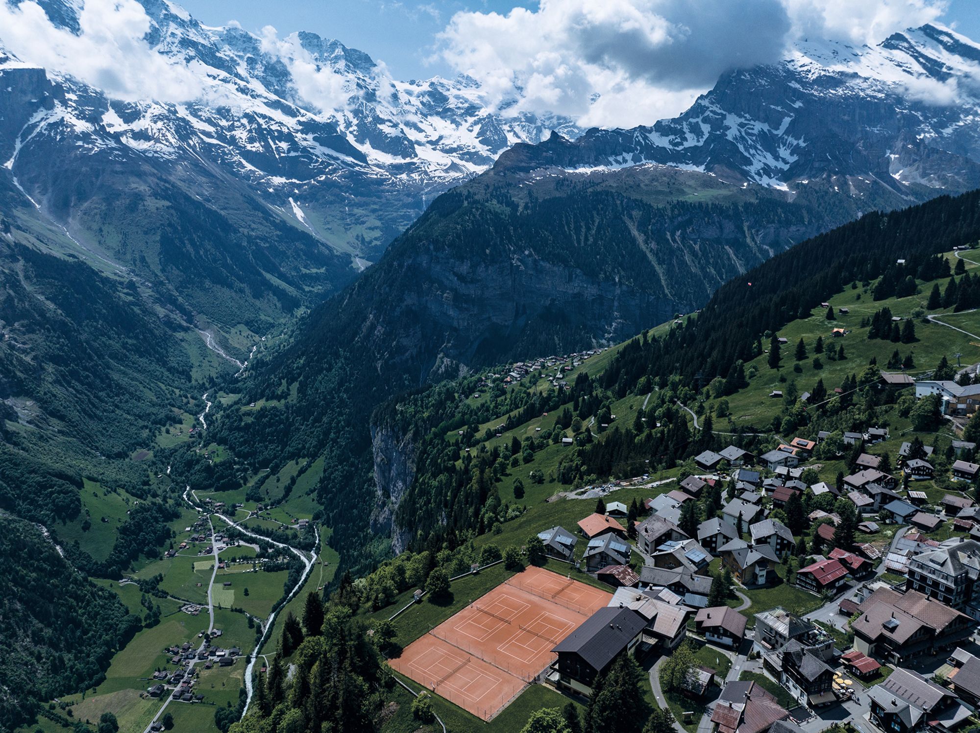 The court at Sportchalet Mu?rren in the Swiss Alps is located at an altitude of 1650m (5400ft).