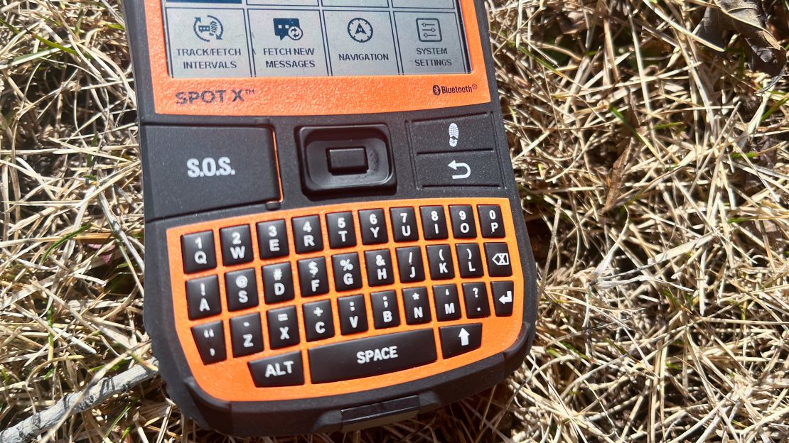 The QWERTY keyboard of the Spot X satellite messenger.