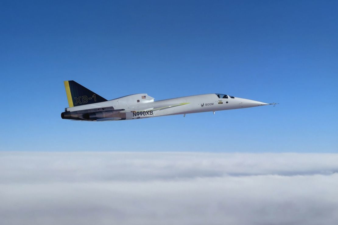 Boom Supersonic’s XB-1 supersonic demonstrator aircraft during its 11th test flight where it became the first civilian aircraft to fly supersonically since the Concorde. 
