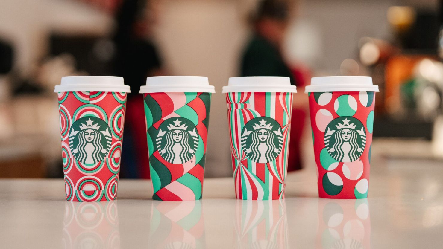 Starbucks' festive<strong> </strong>cups rolls out Thursday.